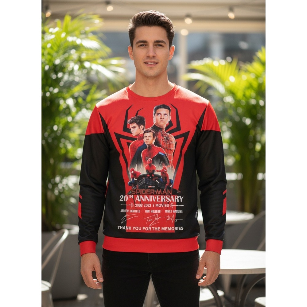 Spider-Man 20th Anniversary Sweatshirt Marvel Multiverse Meme Red Black Pullover